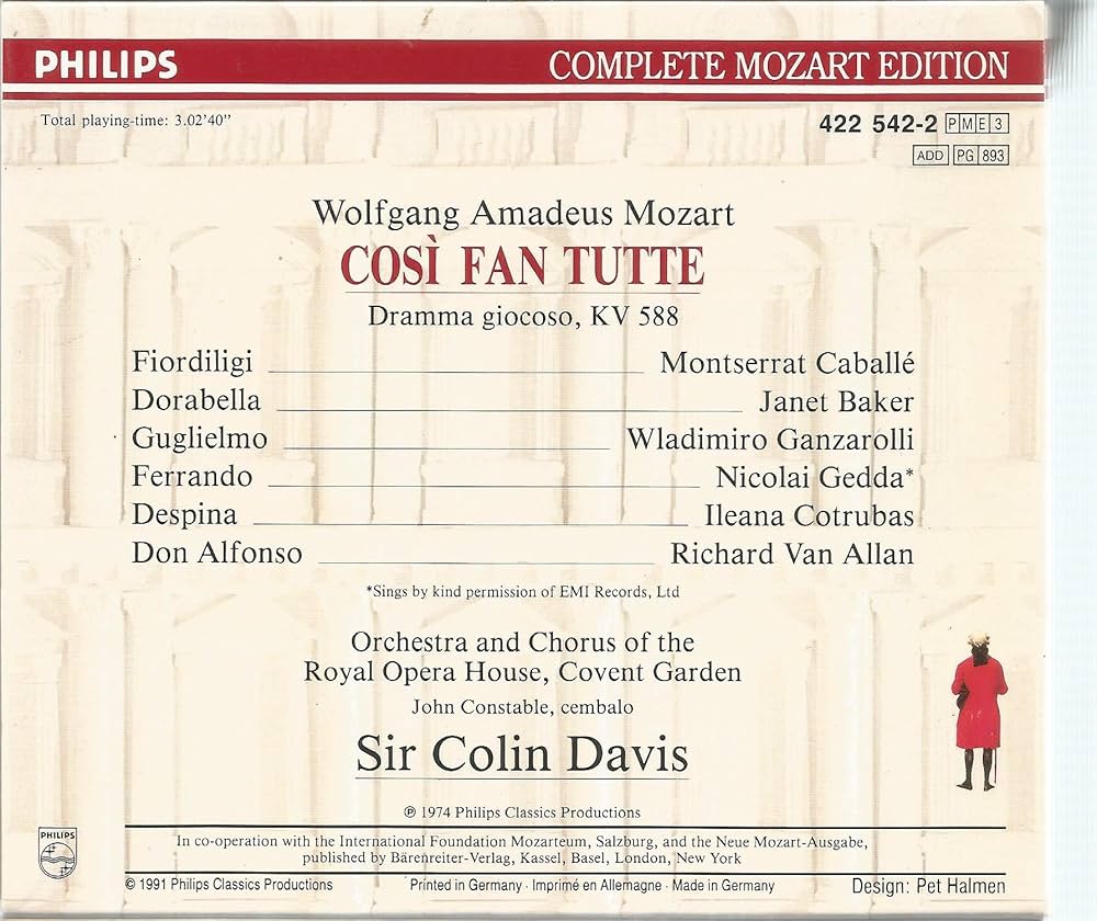 Mozart: Cosi Fan Tutte［CD］ Wolfgang Amadeus Mozart, Otto Klemperer, New Philharmonia